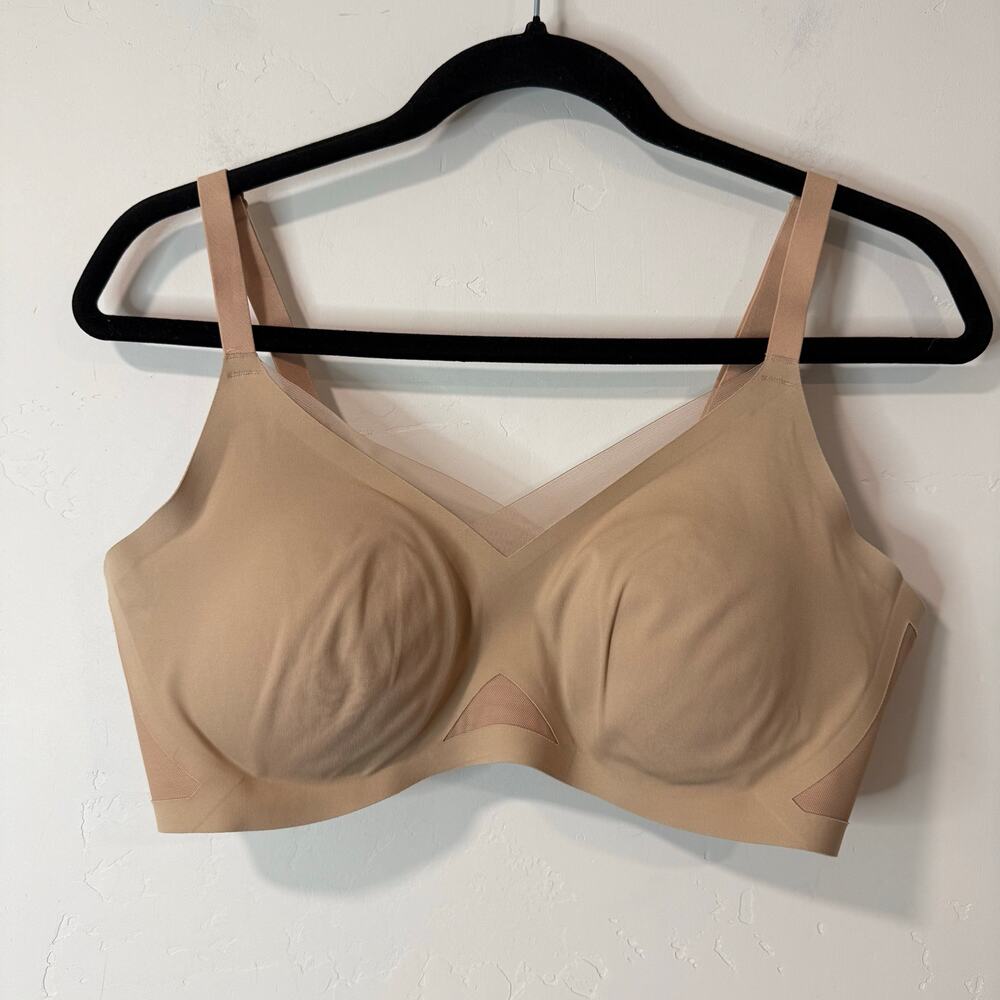 Honeylove CrossOver Wireless Bra‎ Sand Beige Large Mesh Detail Padded